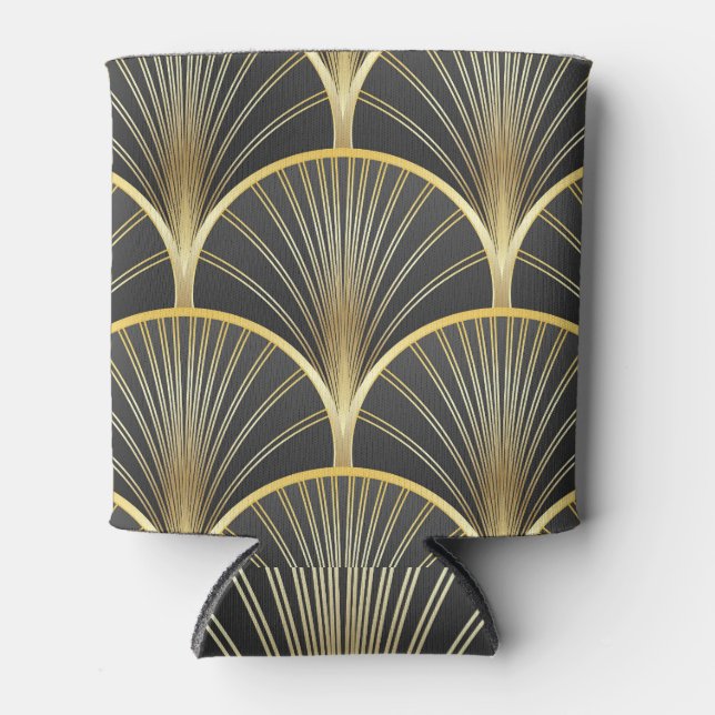 Art Deco Geometric Texture Illustration Can Cooler (Front)