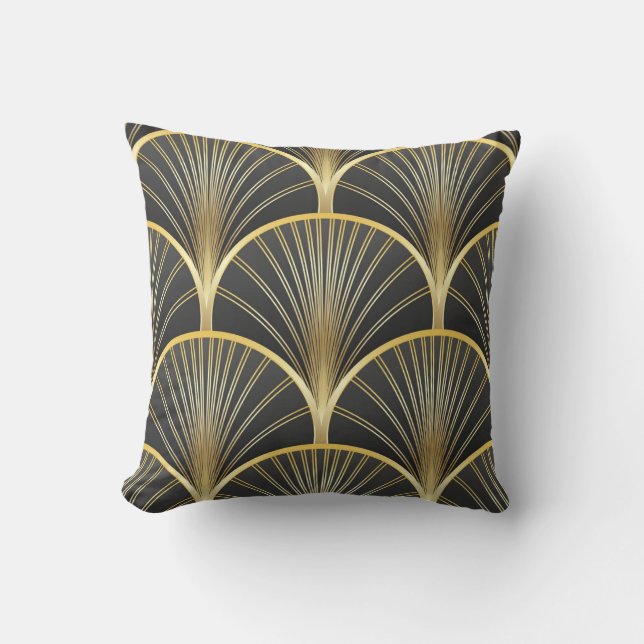 Art Deco Geometric Texture Illustration Cushion (Front)