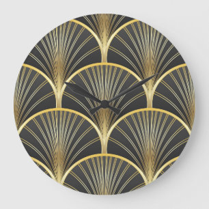 Art Deco Geometric Texture Illustration Large Clock