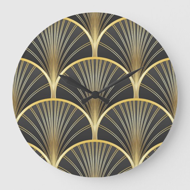 Art Deco Geometric Texture Illustration Large Clock (Front)