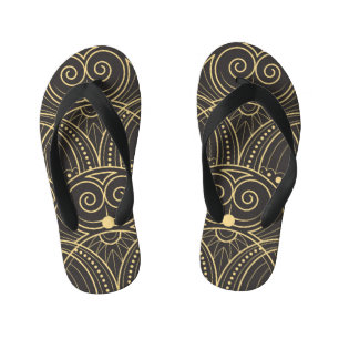 Art Deco Geometric Tiles Luxury. Kid's Flip Flops
