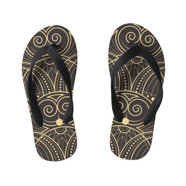 Art Deco Geometric Tiles Luxury. Kid's Flip Flops (Footbed)