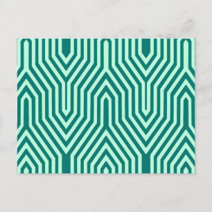 Art Deco Geometric - turquoise and aqua Postcard