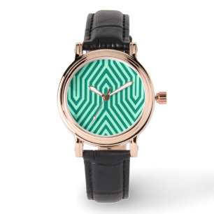 Art Deco Geometric - turquoise and aqua Watch