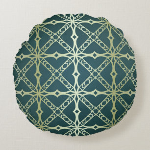 Art-deco, geometric vintage luxury round cushion