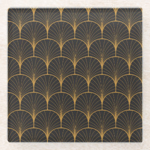 Art Deco, Geometric Vintage Pattern. Glass Coaster