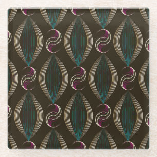 Art deco: geometric vintage pattern. glass coaster