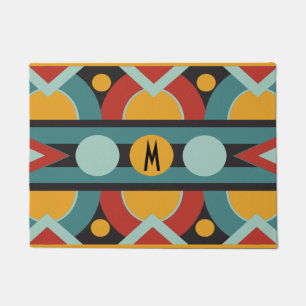 Art deco geometric with initial monogram doormat
