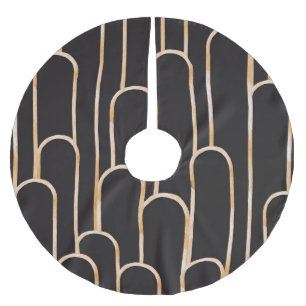 Art Deco Geometry: Gold Watercolor Wallpaper Brushed Polyester Tree Skirt