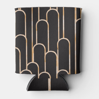 Art Deco Geometry: Gold Watercolor Wallpaper Can Cooler