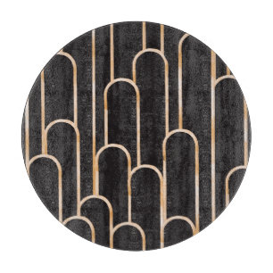 Art Deco Geometry: Gold Watercolor Wallpaper Cutting Board