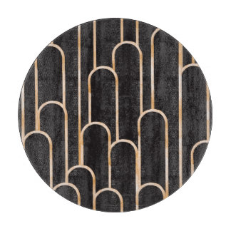 Art Deco Geometry: Gold Watercolor Wallpaper Cutting Board