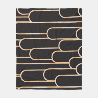 Art Deco Geometry: Gold Watercolor Wallpaper Fleece Blanket