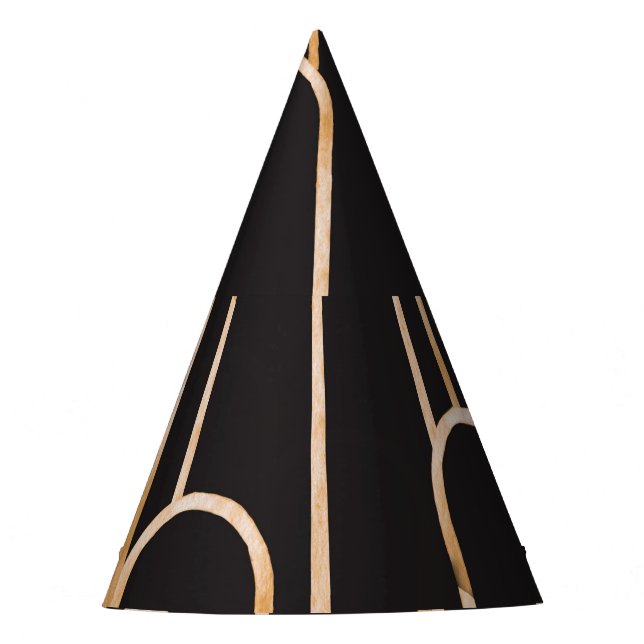 Art Deco Geometry: Gold Watercolor Wallpaper Party Hat (Front)