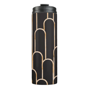 Art Deco Geometry: Gold Watercolor Wallpaper Thermal Tumbler