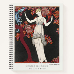 Art Deco George Barbier Vintage Fashion Bird Art Notebook