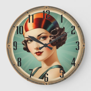Art Deco girl Large Clock