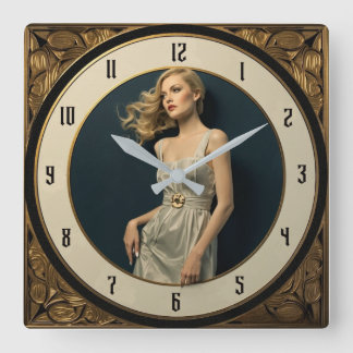 Art Deco Girl Square Wall Clock