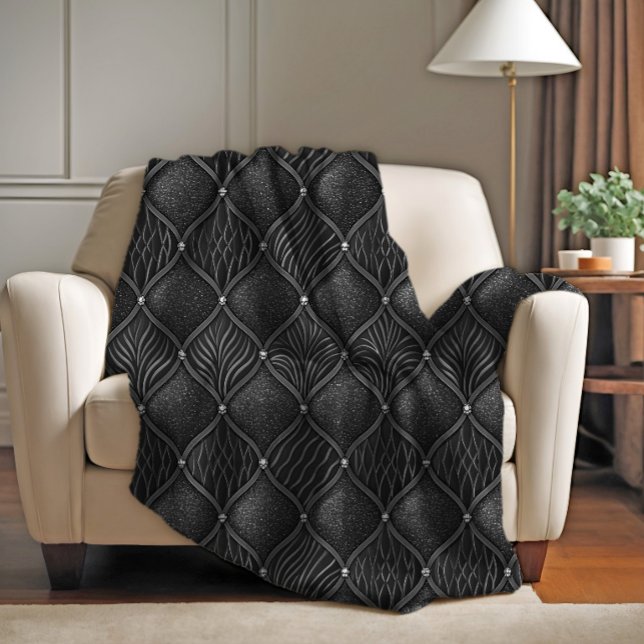 Art Deco Glam Black Pattern Fleece Blanket (Creator Uploaded)