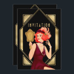Art Deco Glam Girl 60th Birthday Gold Black Invitation<br><div class="desc">Glam style to invite your guests to a roaring twenties era evening with this elegant gold and black Art Deco style invitation for your 60th birthday party. On the back easily personalise the typography with your details. On the front, the header word Invitation within the same decorative style frame And...</div>