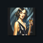 Art Deco Glam: Silver Woman Canvas Print<br><div class="desc">Glamourous 20's Art Deco style portrait of a beautifully dressed woman.</div>