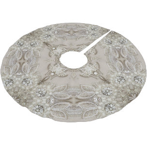   Art Deco Glamorous Vintage Fashion Grey Beige Brushed Polyester Tree Skirt