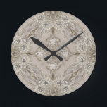Art Deco Glamorous Vintage Fashion Grey Beige  Round Clock<br><div class="desc">Art Deco Glamorous Vintage Fashion Grey Beige home decorations,  The rhinestone design details are simulated in the artwork. No actual rhinestones will be used in the making of this product.</div>