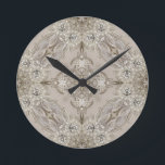 Art Deco Glamorous Vintage Fashion Grey Beige  Round Clock<br><div class="desc">Art Deco Glamorous Vintage Fashion Grey Beige home decorations,  The rhinestone design details are simulated in the artwork. No actual rhinestones will be used in the making of this product.</div>
