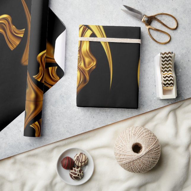 Art Deco Glamour: Abstract Liquid Gold Luxury Gift Wrapping Paper (Crafts)