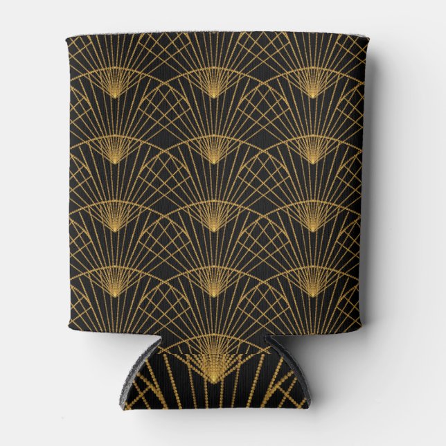Art Deco Glamour: Golden Fan. Can Cooler (Front)