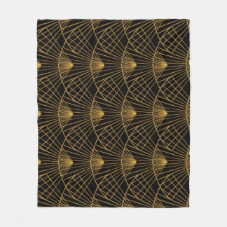 Art Deco Glamour: Golden Fan. Fleece Blanket