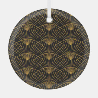 Art Deco Glamour: Golden Fan. Glass Tree Decoration