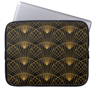 Art Deco Glamour: Golden Fan. Laptop Sleeve