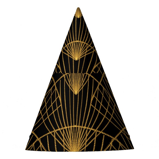 Art Deco Glamour: Golden Fan. Party Hat (Front)
