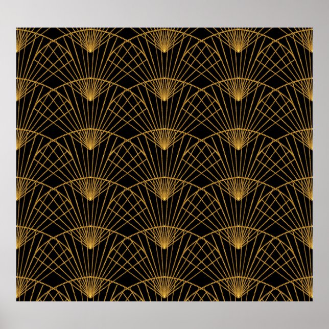 Art Deco Glamour: Golden Fan. Poster (Front)