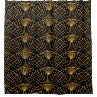 Art Deco Glamour: Golden Fan. Shower Curtain