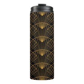 Art Deco Glamour: Golden Fan. Thermal Tumbler