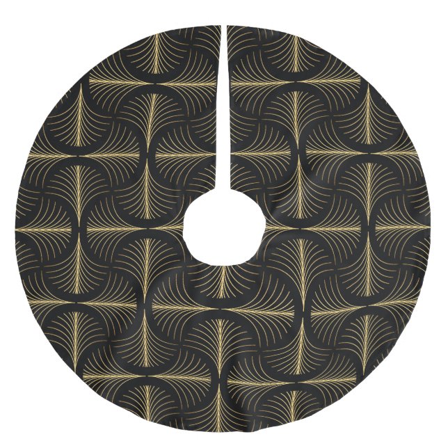Art Deco Glamour: Golden Motifs Brushed Polyester Tree Skirt (Front)