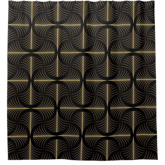 Art Deco Glamour: Golden Motifs Shower Curtain (Front)