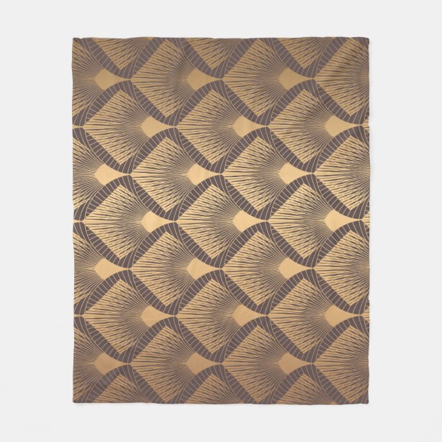 Art Deco Glamour: Golden Scales. Fleece Blanket (Front)
