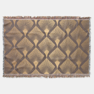 Art Deco Glamour: Golden Scales. Throw Blanket