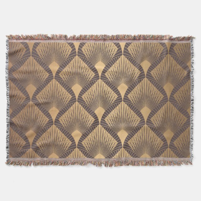 Art Deco Glamour: Golden Scales. Throw Blanket (Front)
