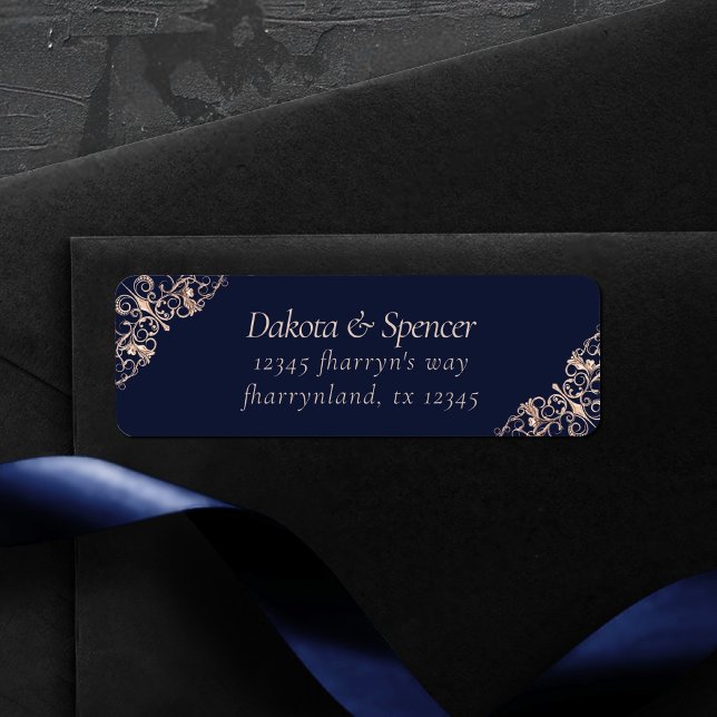 Art Deco Glamour | Navy Blue Rose Gold Address (Creator Uploaded)