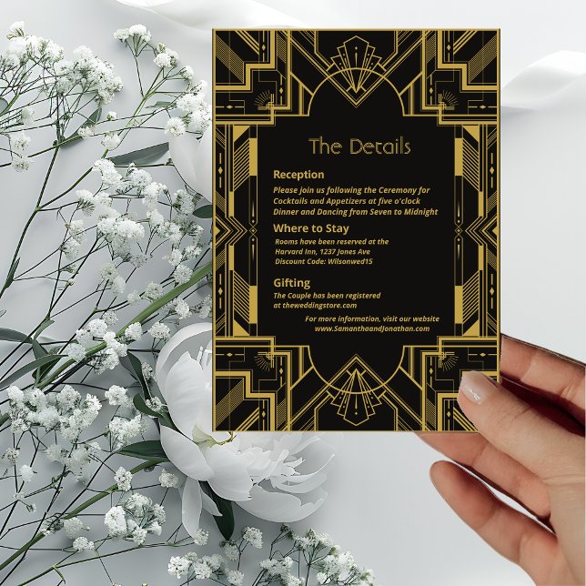 Art Deco Glamourous Gold on Black Details Card (Creator Uploaded)