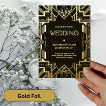 Art Deco Glamourous Gold on Black Foil Wedding
