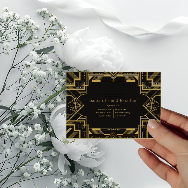 Art Deco Glamourous Gold on Black Rehearsal  Card (Creator Uploaded)
