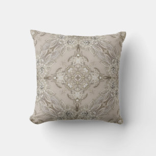 Art Deco Glamourous Vintage Fashion Grey Beige Cushion