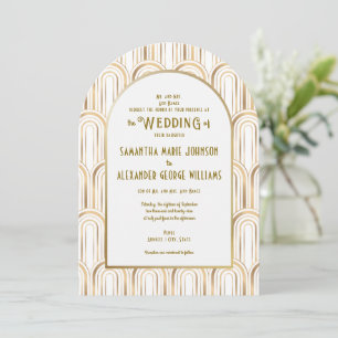 Art Deco Gold 1920s Formal With Parents Wedding Invitation