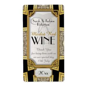 Art Deco Gold 3 Vintage Stylish Wine Bottle Labels