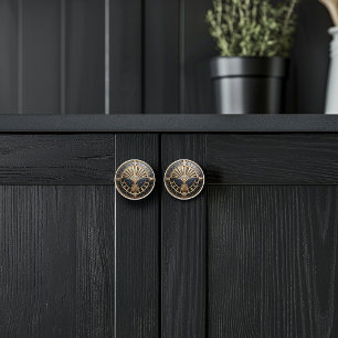 Art Deco Gold Accents and Black Modern Ceramic Knob